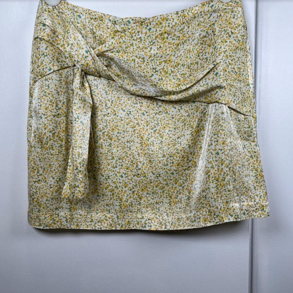 Anthropologie Sabina Musayev Floral Daisy Faux Wrap Mini Skirt Size Large